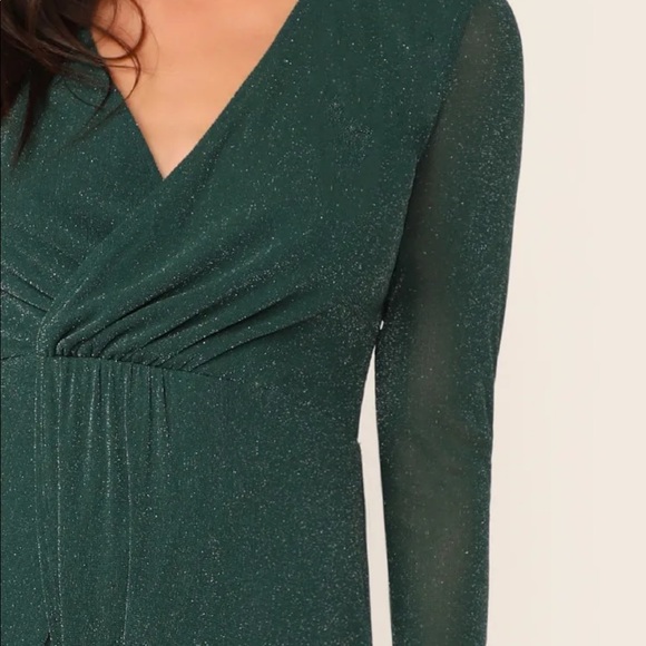 🆕Pretty green sparkle midi dress long sleeve - Picture 5 of 8